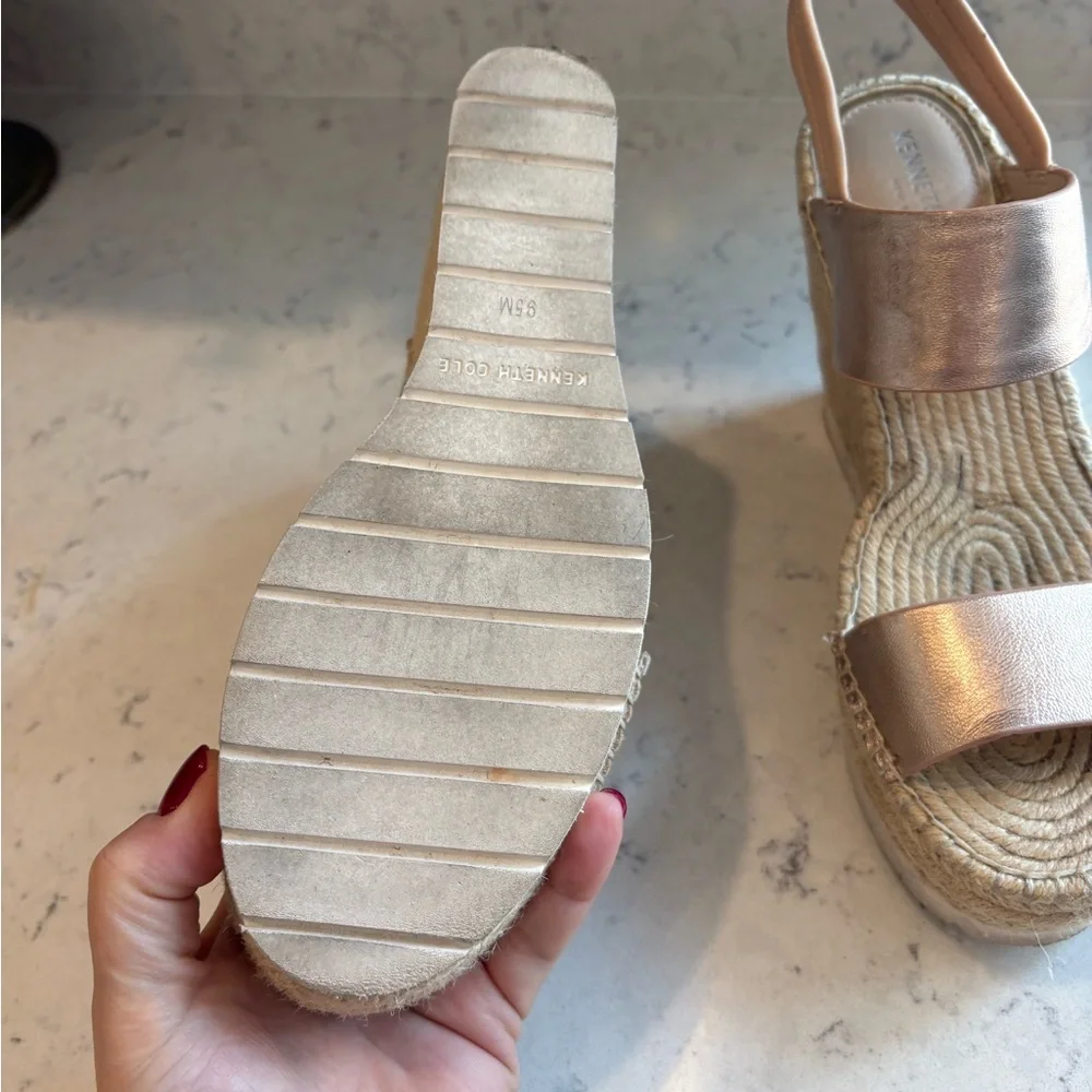 Steve Madden | Metallic Platform Wedge Sandals, Sz 9.5, Rose Gold